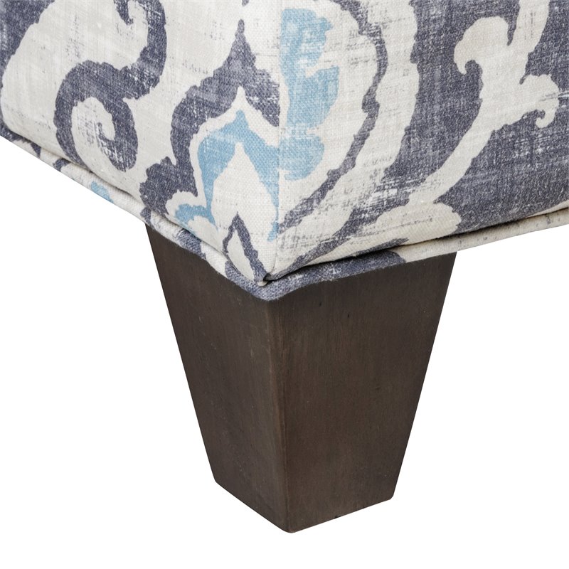 HomePop Wood and Fabric Large Accent Chair with Patina Gray Legs in Slate Blue