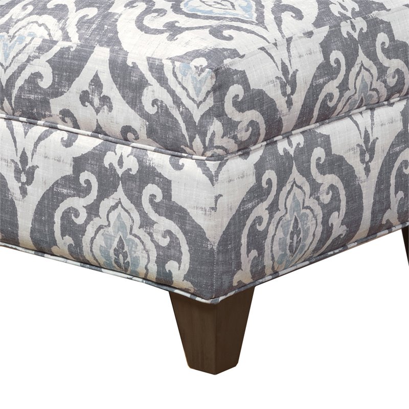 HomePop Wood and Fabric Large Accent Chair with Patina Gray Legs in Slate Blue