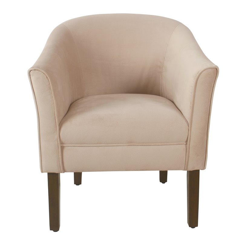 HomePop Transitional Wood and Velvet Barrel Accent Chair in Blush Pink
