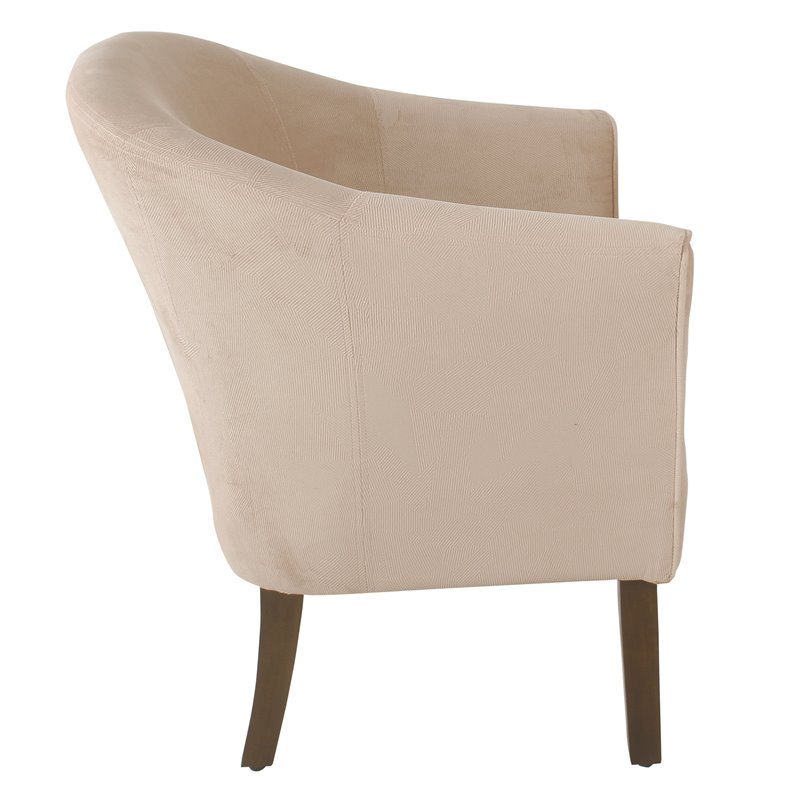 HomePop Transitional Wood and Velvet Barrel Accent Chair in Blush Pink