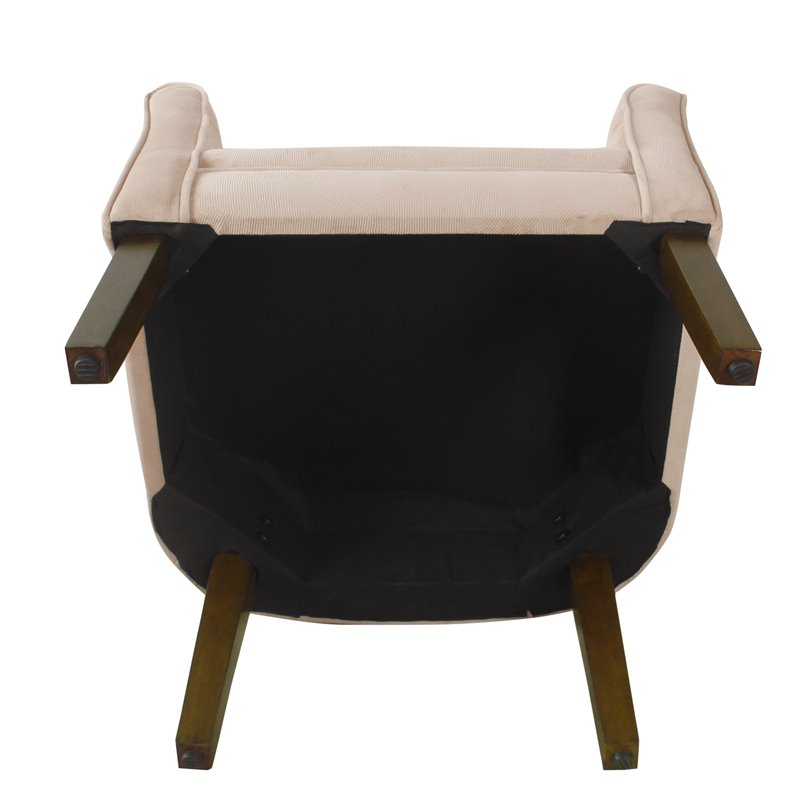 HomePop Transitional Wood and Velvet Barrel Accent Chair in Blush Pink