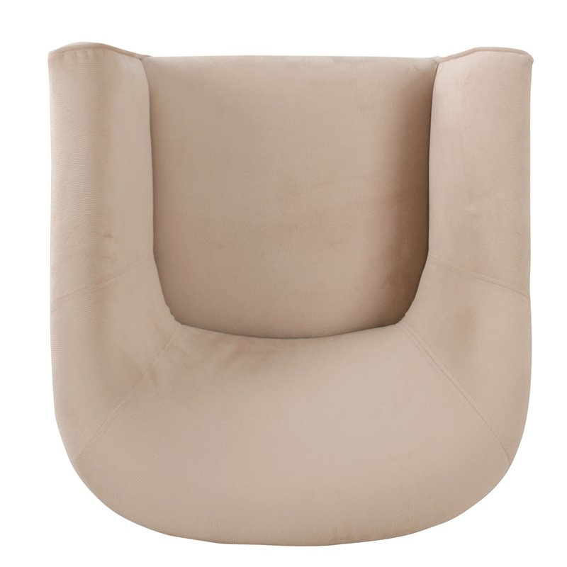 HomePop Transitional Wood and Velvet Barrel Accent Chair in Blush Pink