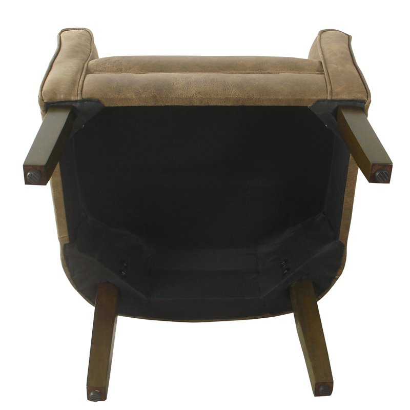 HomePop Transitional Wood and Faux Leather Barrel Accent Chair in Brown