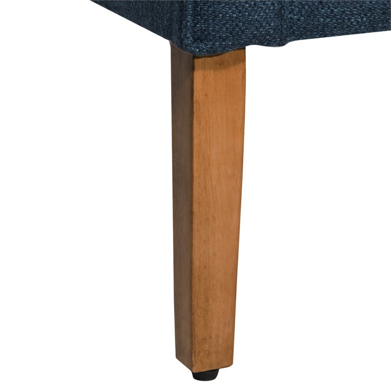 HomePop Wood and Fabric Chunky Textured Accent Chair in Dark Blue