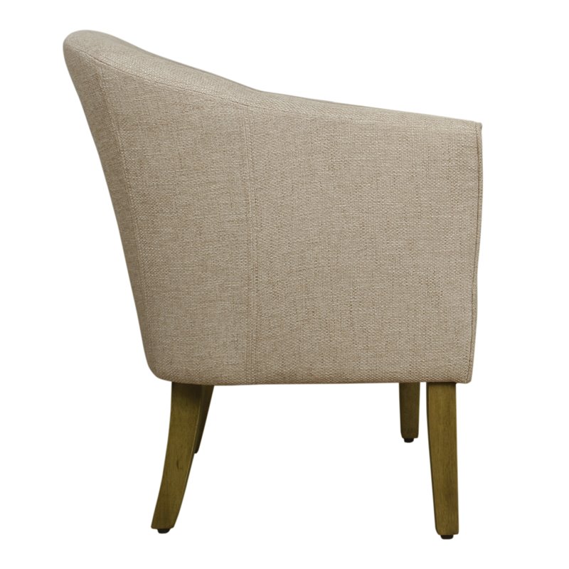 HomePop Transitional Wood and Fabric Barrel Accent Chair in Flax Brown