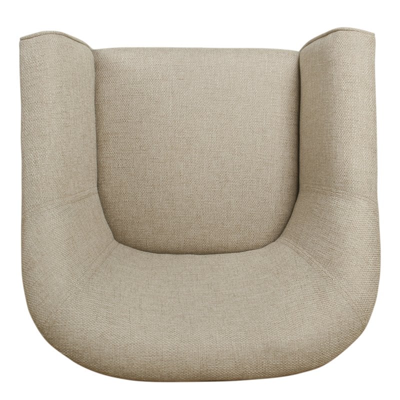 HomePop Transitional Wood and Fabric Barrel Accent Chair in Flax Brown