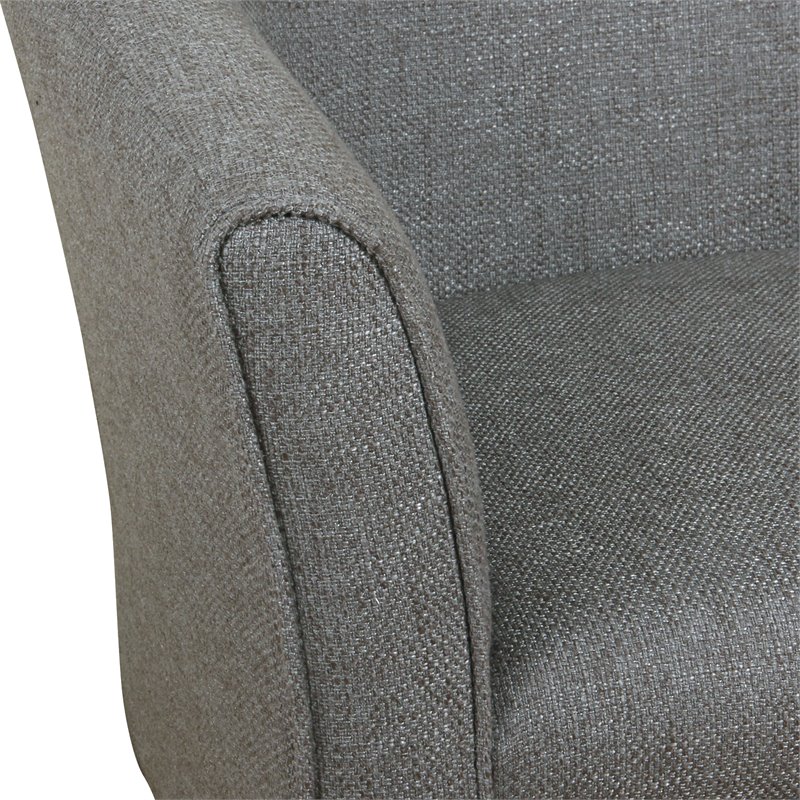HomePop Transitional Wood and Fabric Barrel Accent Chair in Charcoal