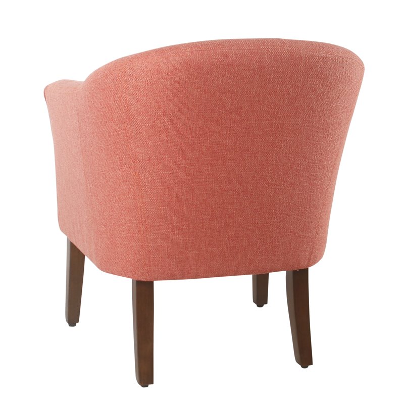 HomePop Transitional Wood and Fabric Barrel Accent Chair in Textured Orange