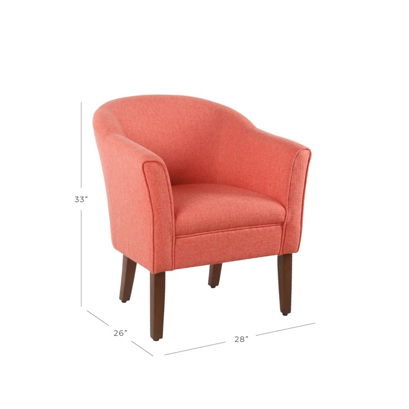 HomePop Transitional Wood and Fabric Barrel Accent Chair in Textured Orange