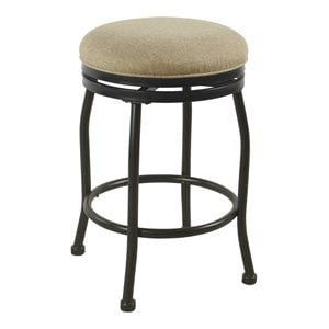 HomePop 24&quot Traditional Metal and Fabric Swivel Counter Stool in Flax Brown