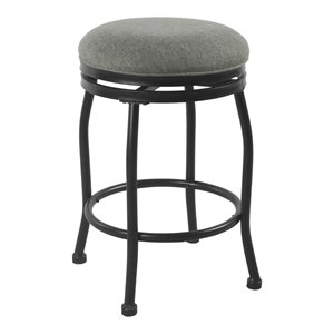 HomePop 24&quot Traditional Metal and Fabric Swivel Counter Stool in Charcoal