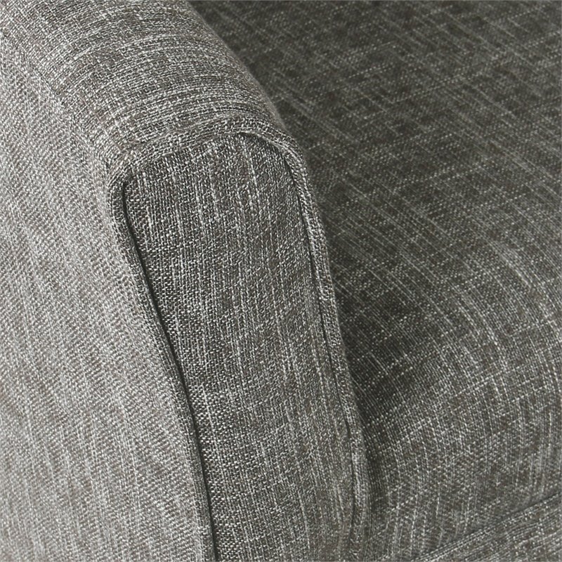 HomePop Transitional Wood and Fabric Barrel Accent Chair in Slate Gray
