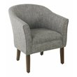 HomePop Transitional Wood and Fabric Barrel Accent Chair in Slate Gray