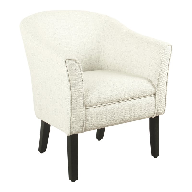 HomePop Transitional Wood and Fabric Barrel Accent Chair in White