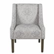 HomePop Traditional Fabric Damask Swoop Arm Accent Chair in Gray