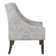 HomePop Traditional Fabric Damask Swoop Arm Accent Chair in Gray