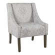 HomePop Traditional Fabric Damask Swoop Arm Accent Chair in Gray