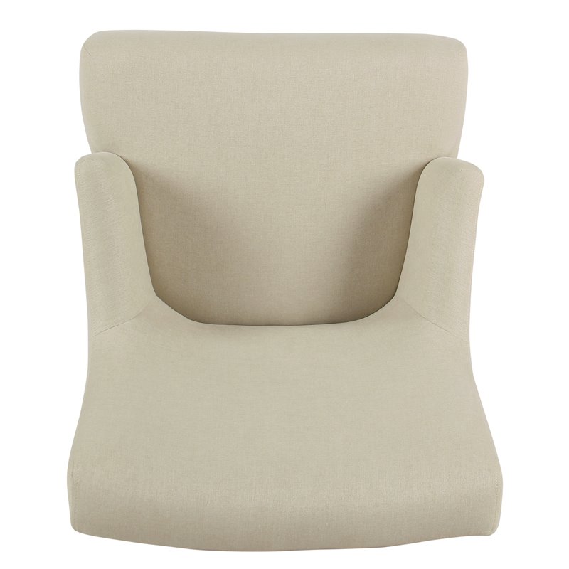 HomePop Meredith Transitional Fabric Anywhere Chair in Cream and Dark Walnut