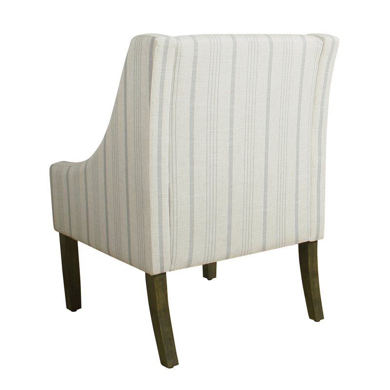 HomePop Traditional Wood and Fabric Stripe Swoop Accent Chair in Dove Gray