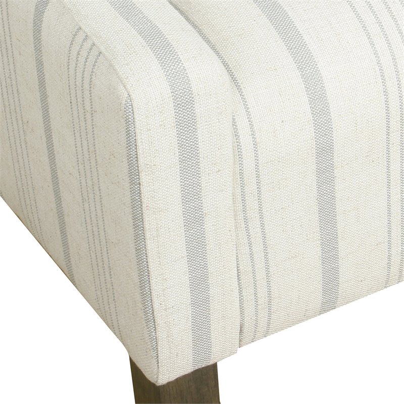 HomePop Traditional Wood and Fabric Stripe Swoop Accent Chair in Dove Gray
