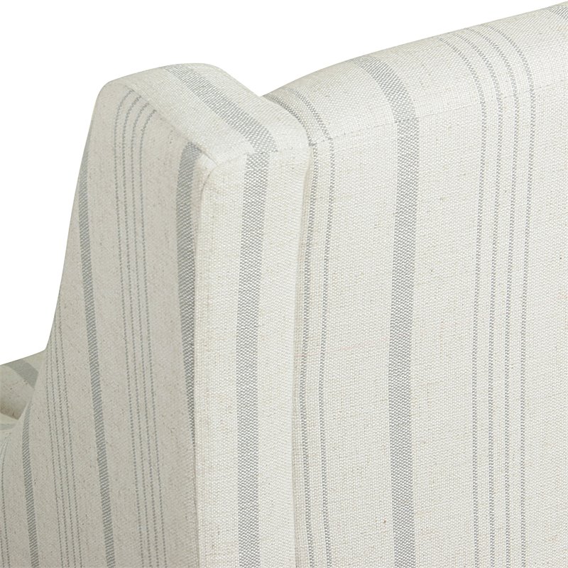 HomePop Traditional Wood and Fabric Stripe Swoop Accent Chair in Dove Gray