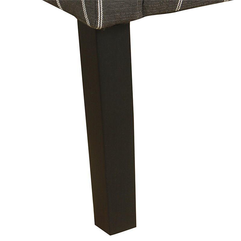 HomePop Traditional Wood and Fabric Stripe Swoop Accent Chair in Charcoal
