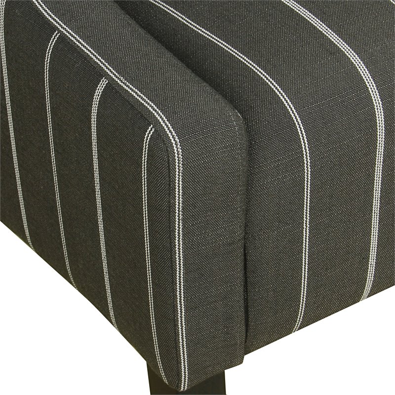 HomePop Traditional Wood and Fabric Stripe Swoop Accent Chair in Charcoal