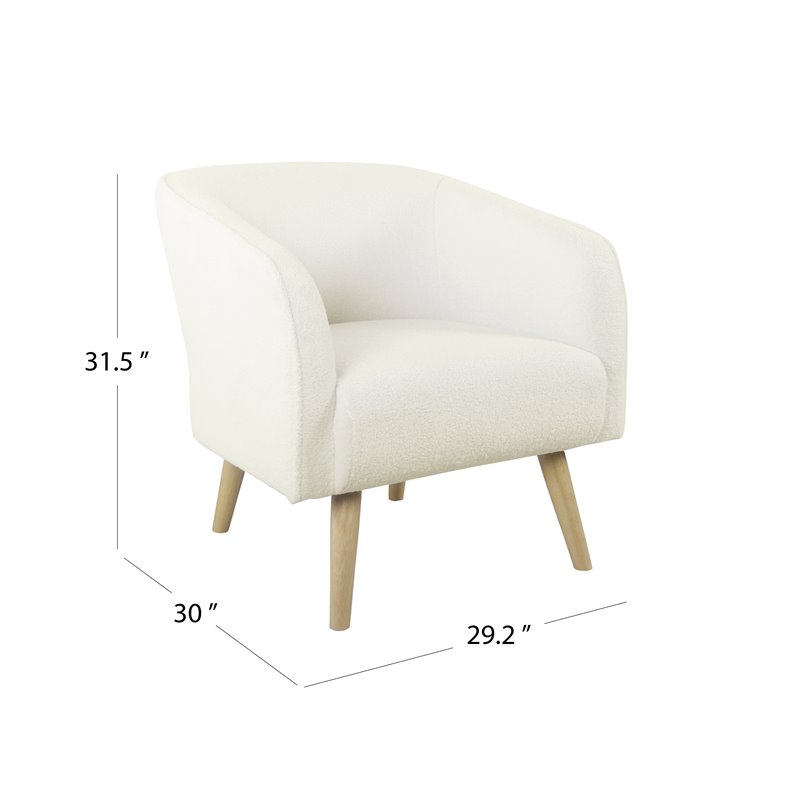 HomePop Sherpa Modern Wood and Fabric Accent Chair in Cream Finish