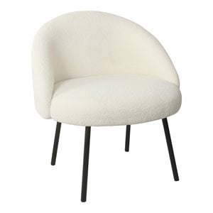 HomePop Sherpa Modern Wood and Fabric Accent Chair in Cream/Black Finish