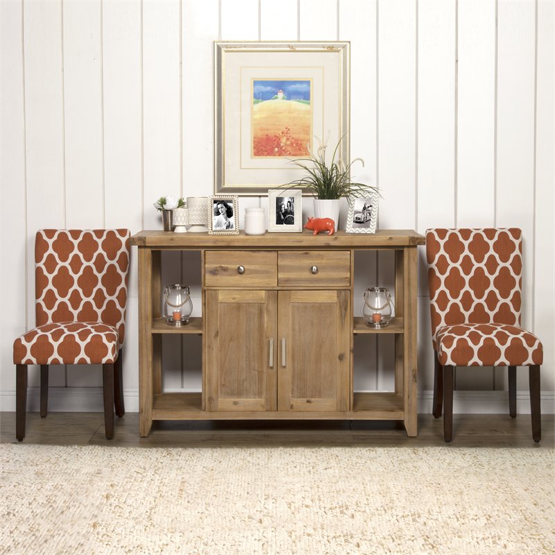 HomePop Traditional Fabric Parsons Chairs in Orange/White (Set of 2)
