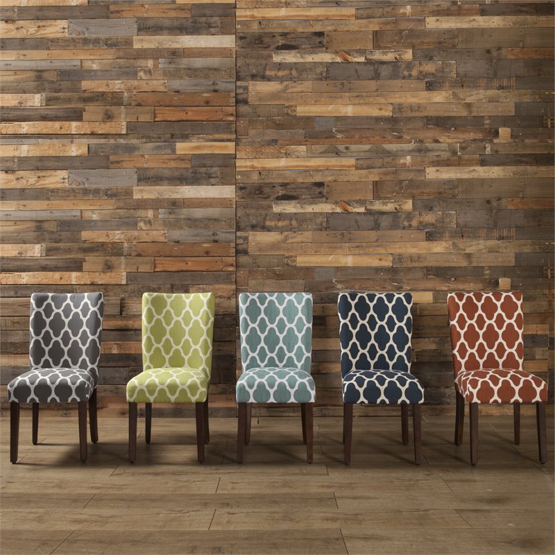 HomePop Traditional Fabric Parsons Chairs in Orange/White (Set of 2)
