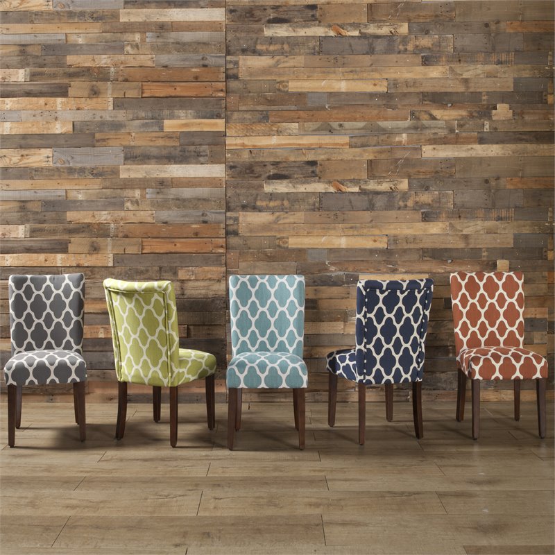 HomePop Traditional Fabric Parsons Chairs in Orange/White (Set of 2)
