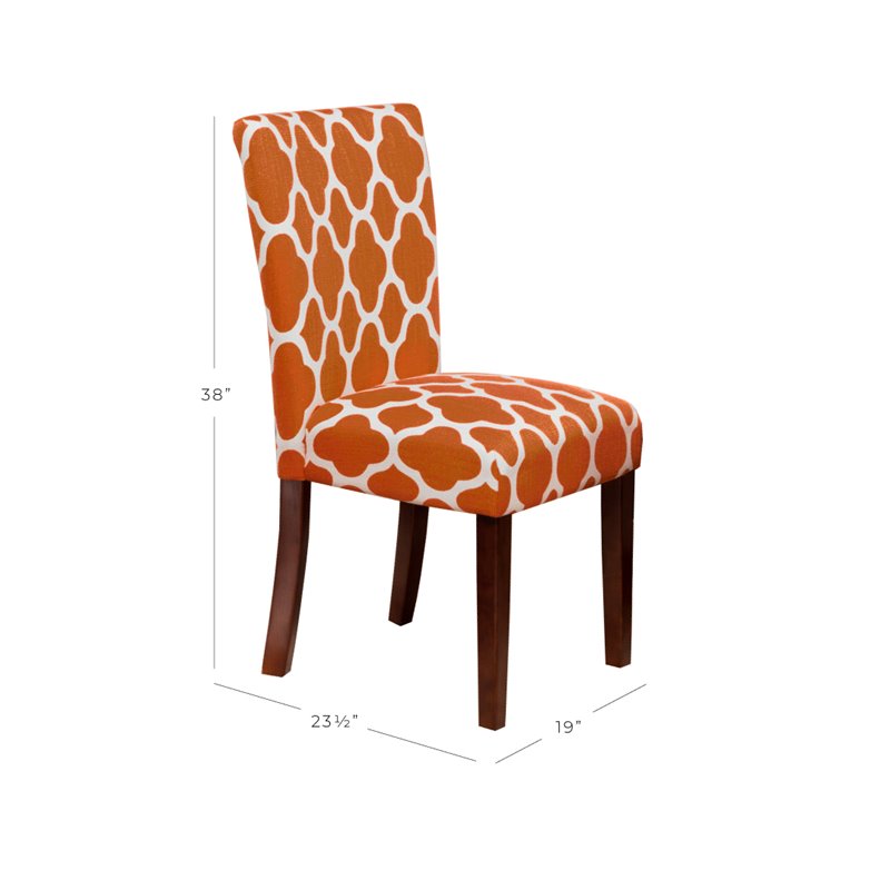 HomePop Traditional Fabric Parsons Chairs in Orange/White (Set of 2)