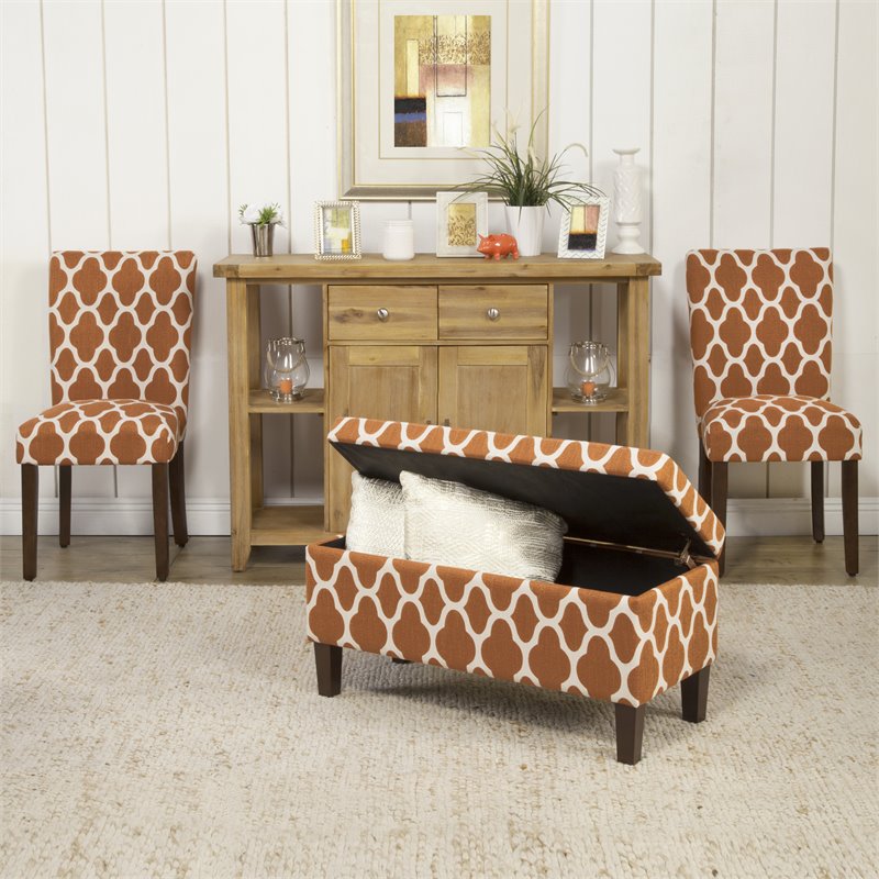 HomePop Traditional Fabric Parsons Chairs in Orange/White (Set of 2)