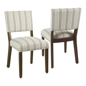 HomePop 34.8&quot Fabric Dining Chairs with Stripe Pattern in White/Black (Set of 2)