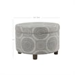 HomePop Round Transitional Wood and Fabric Storage Ottoman in Gray Medallion