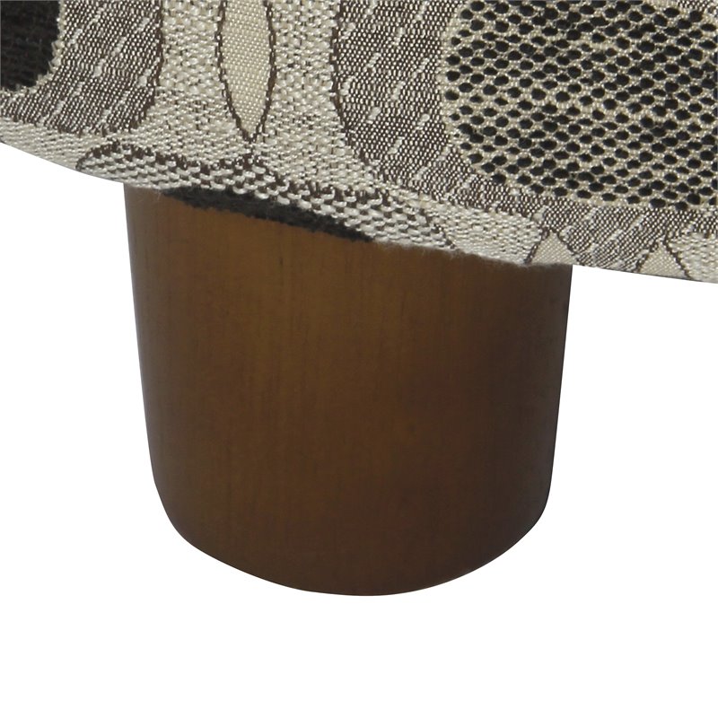 HomePop Round Transitional Wood and Fabric Storage Ottoman in Multi-Color
