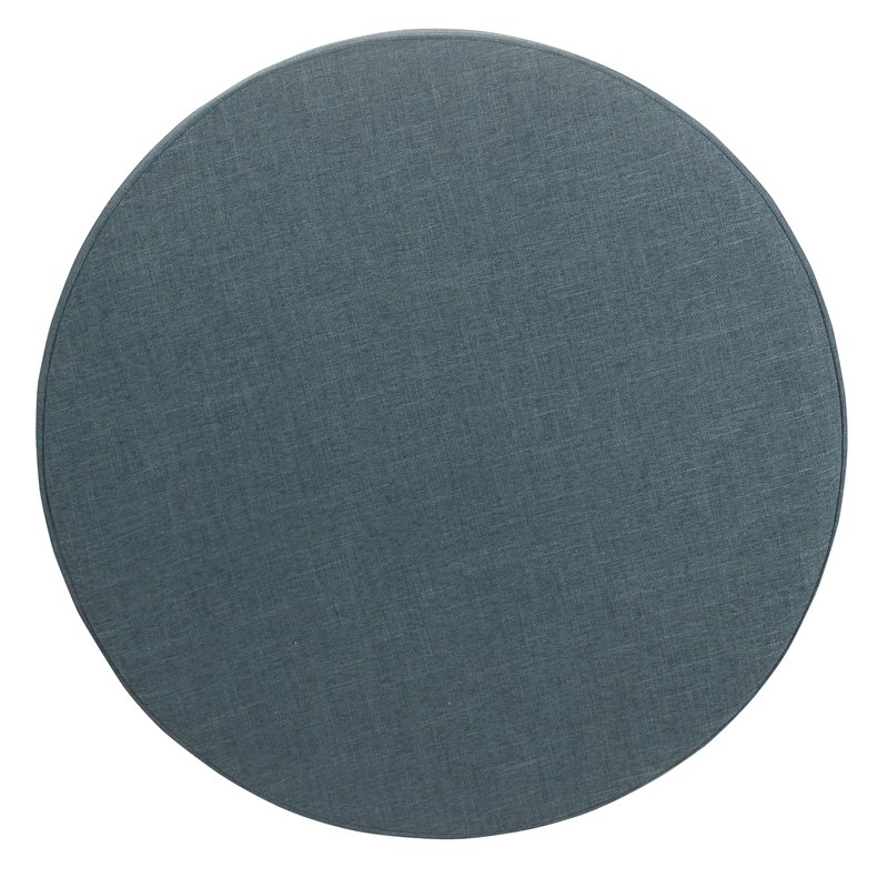 HomePop Round Transitional Wood and Fabric Storage Ottoman in Teal Blue
