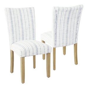 HomePop 38&quot Traditional Fabric Parsons Dining Chair in Blue (Set of 2)