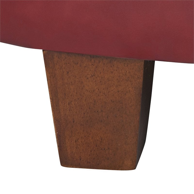 HomePop Transitional Faux Leather Large Storage Ottoman in Red