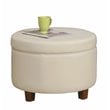 HomePop Transitional Faux Leather Large Storage Ottoman in Cream