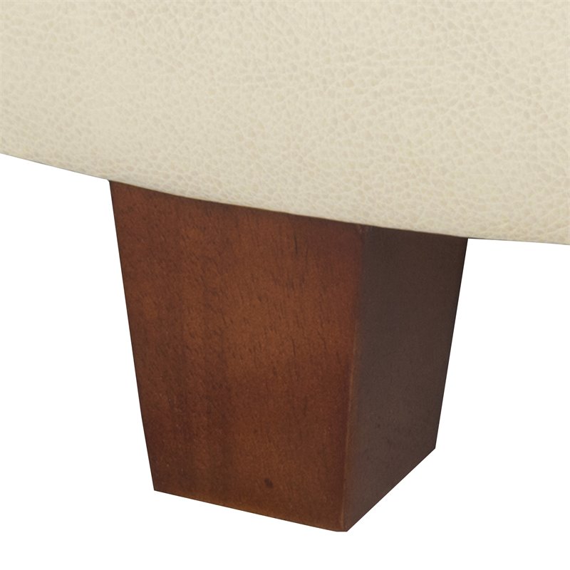 HomePop Transitional Faux Leather Large Storage Ottoman in Cream