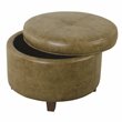 HomePop Transitional Faux Leather Large Storage Ottoman in Distressed Brown