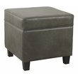 HomePop Square Transitional Faux Leather Ottoman with Lift Off Top in Gray