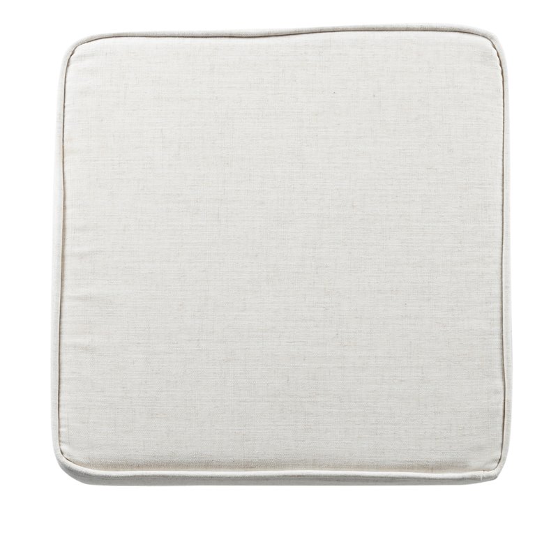 HomePop Cole Square Transitional Wood and Fabric Storage Ottoman in Cream