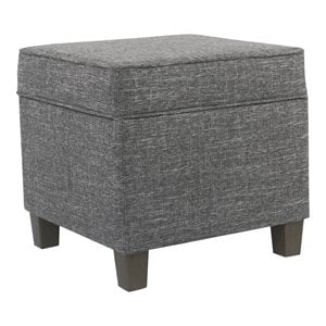 HomePop Square Transitional Wood and Fabric Lift Off Ottoman in Gray Finish