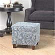 HomePop Cole Square Transitional Wood and Fabric Storage Ottoman in Blue