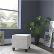 HomePop Square Transitional Fabric Windowpane Pattern Lift Off Ottoman in White