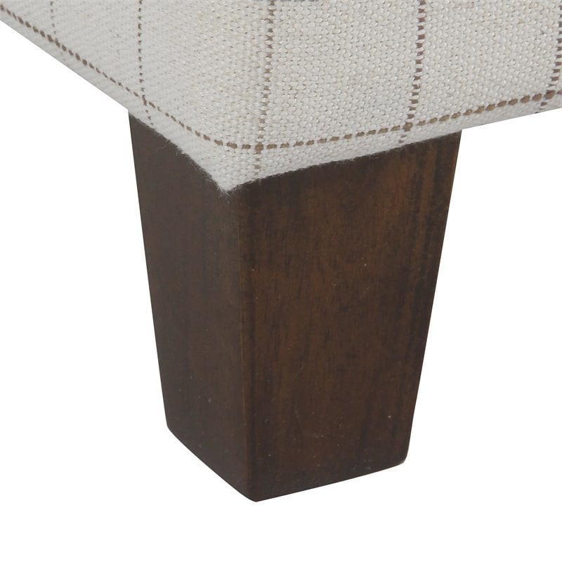 HomePop Square Transitional Fabric Windowpane Pattern Lift Off Ottoman in White