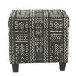 HomePop Square Transitional Wood and Fabric Ottoman with Lift Off Top in Onyx